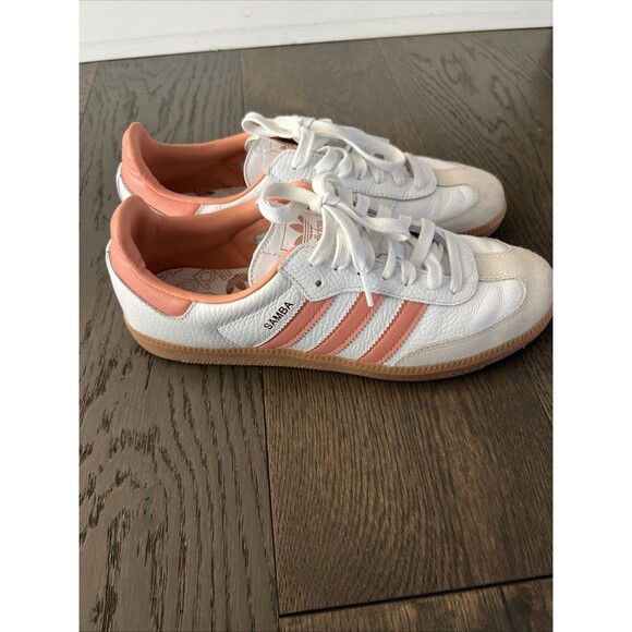 Adidas Samba OG Shoes Womens 9 Cloud White Wonder Clay Coral IG5932 - Picture 3 of 7